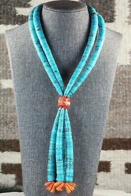 Turquoise & Spiny Oyster Necklace - Lupe Lovato