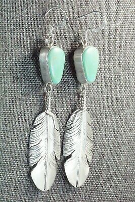 Turquoise & Sterling Silver Feather Earrings - Ben Begay