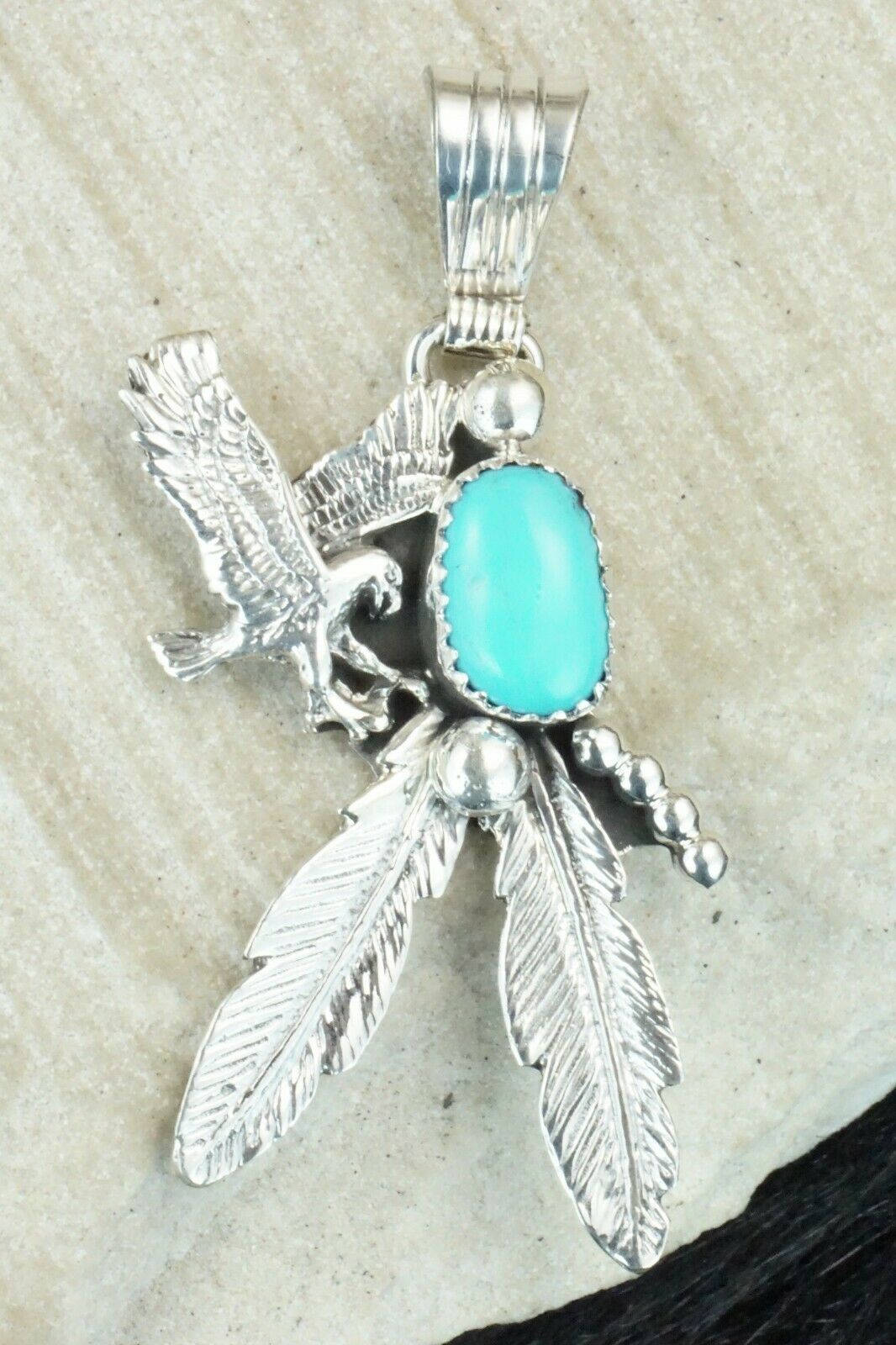 Turquoise and Sterling Silver Pendant - Genevieve Francisco