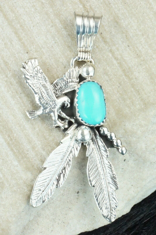 Turquoise and Sterling Silver Pendant - Genevieve Francisco
