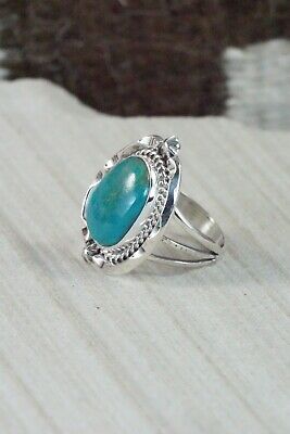 Turquoise & Sterling Silver Ring - Samuel Yellowhair - Size 7.75