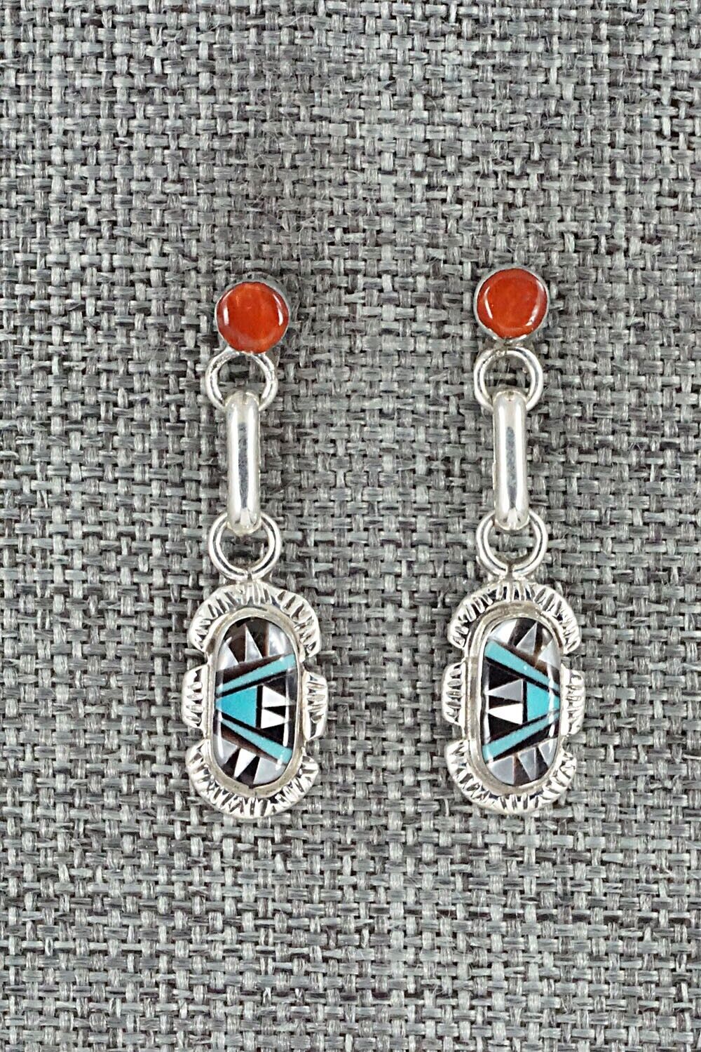 Multi Stone Inlay & Sterling Silver Earrings - Ernest Leekya