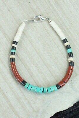 Turquoise, Shell & Sterling Silver Bracelet - Torevia Crespin - High Lonesome Trading