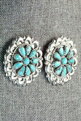 Turquoise & Sterling Silver Earrings - Eunise Wilson