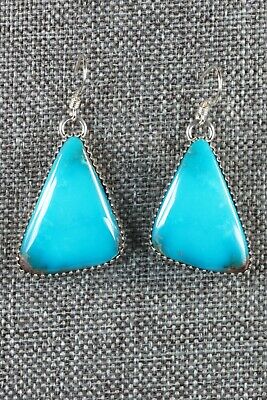 Navajo Turquoise & Sterling Silver Earrings - Alvin Joe - High Lonesome Trading