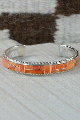 Zuni Spiny Oyster & Sterling Silver Bracelet - Ricky Booqua - High Lonesome Trading