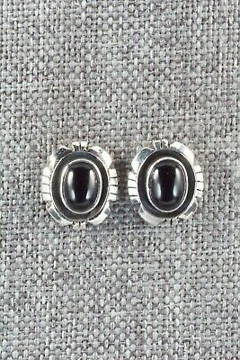 Onyx & Sterling Silver Earrings - Amos Begay
