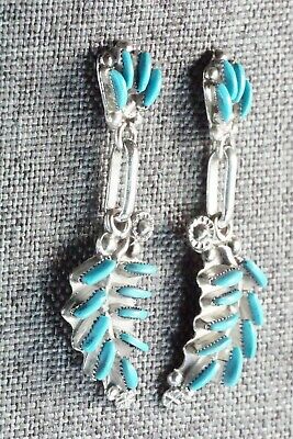 Turquoise & Sterling Silver Earrings - Levon Loncassion - High Lonesome Trading