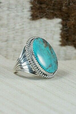 Navajo Turquoise and Sterling Silver Ring - Bobby Platero - 11.25