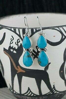 Navajo Turquoise & Sterling Silver Earrings - Irvin Tsosie - High Lonesome Trading
