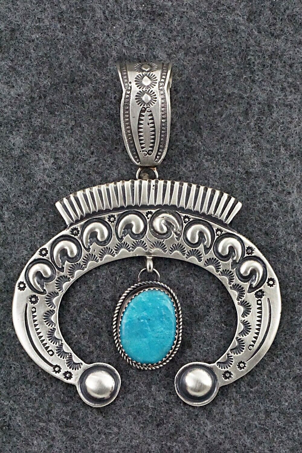 Turquoise and Sterling Silver Pendant - Martha Cayatineto