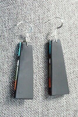 Multi Stone Inlay & Sterling Silver Earrings - Torevia Crespin - Santo Domingo