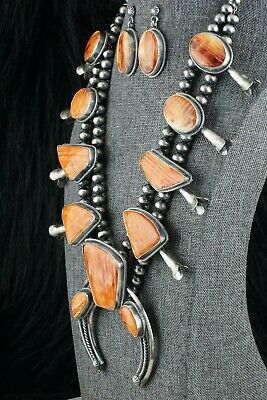 Navajo Spiny Oyster & Sterling Silver Squash Blossom - Raymond Delgarito - High Lonesome Trading