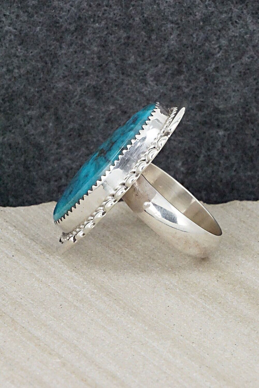 Turquoise & Sterling Silver Ring - Kenny Calavaza - Size 9