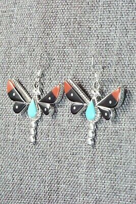 Multi Stone & Sterling Silver Inlay Earrings - Leavus Ahiyite