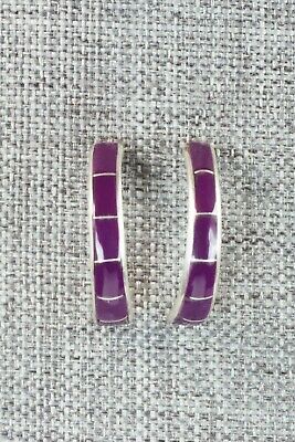 Spiny Oyster & Sterling Silver Earrings - Richard Edaakie