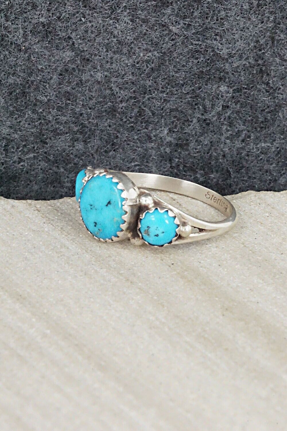 Turquoise & Sterling Silver Ring - Freda Martinez - Size 6.75