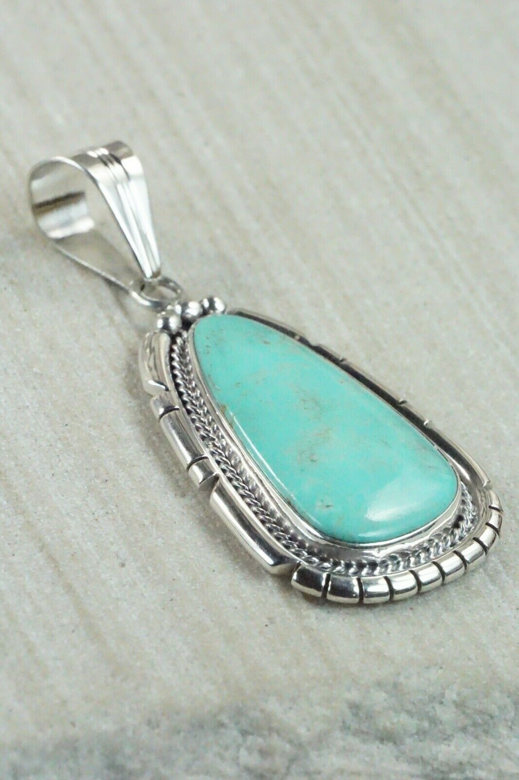 Navajo Turquoise & Sterling Silver Pendant - Samuel Yellowhair