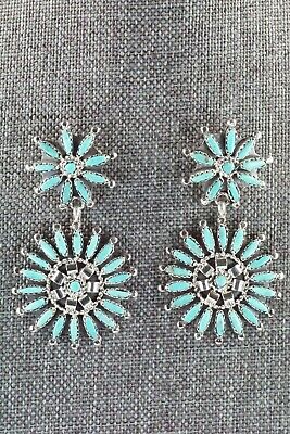 Navajo Turquoise and Sterling Silver Earrings - Nathaniel Nez