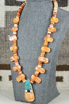 Santo Domingo Spiny Oyster & Turquoise Necklace - Lupe Lovato