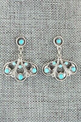 Turquoise & Sterling Silver Necklace and Earrings Set - Murray Tsatie