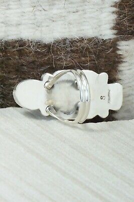 Turquoise & Coral Sterling Silver Ring - Betty House - Size 7.5