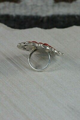 Navajo Coral and Sterling Silver Ring - Jaz Wilson - Size 7 - High Lonesome Trading
