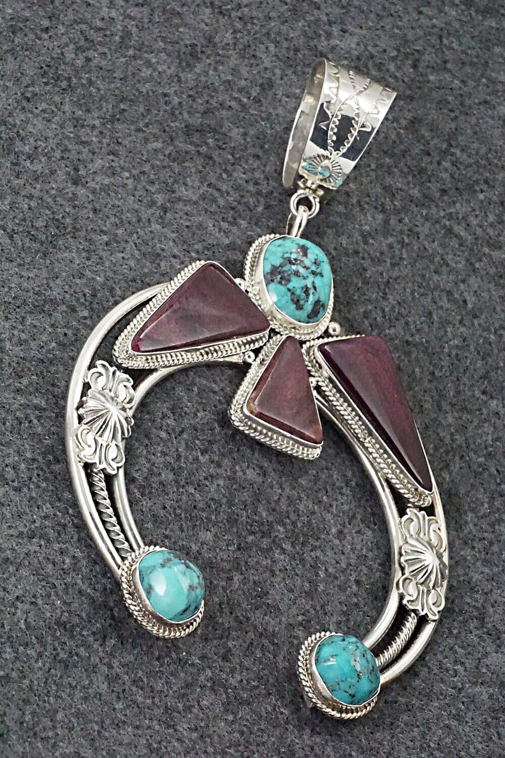 Turquoise, Spiny Oyster and Sterling Silver Pendant - Derrick Gordon
