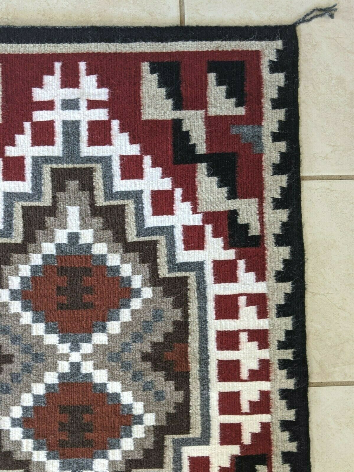 Navajo Handwoven Two Grey Hills Rug - 3ft x 2ft - Carmen Shone