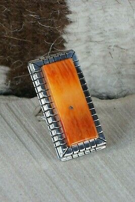 Navajo Spiny Oyster and Sterling Silver Ring - Ray Jack - Size 6.75 - High Lonesome Trading