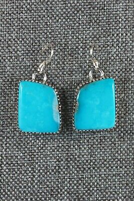 Navajo Turquoise & Sterling Silver Earrings - Alvin Joe - High Lonesome Trading