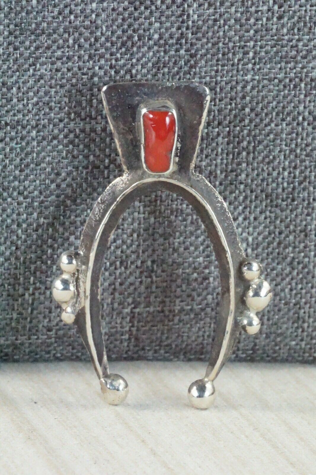 Coral and Sterling Silver Naja Pendant - Delbert Arviso