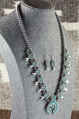 Zuni Turquoise & Sterling Silver Squash Blossom Set - Lorena Peina