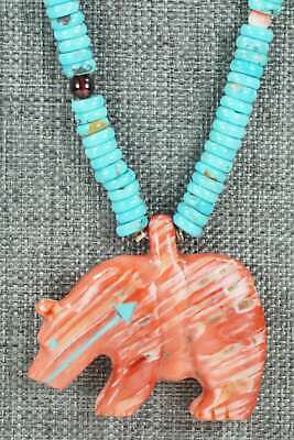 Bear Zuni Fetish Carving Necklace - Andres Quandelacy