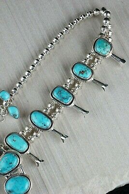 Navajo Turquoise & Sterling Silver Squash Blossom - Mary Ann Spencer - High Lonesome Trading