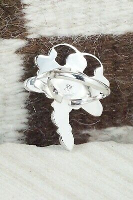 Spiny Oyster & Sterling Silver Dragonfly Ring - Bobby Platero - Size 9.75