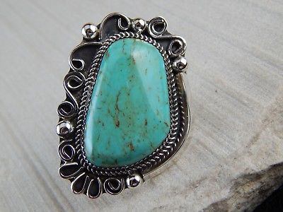 Navajo Sterling Silver & Turquoise Ring - Leslie Nelson - High Lonesome Trading