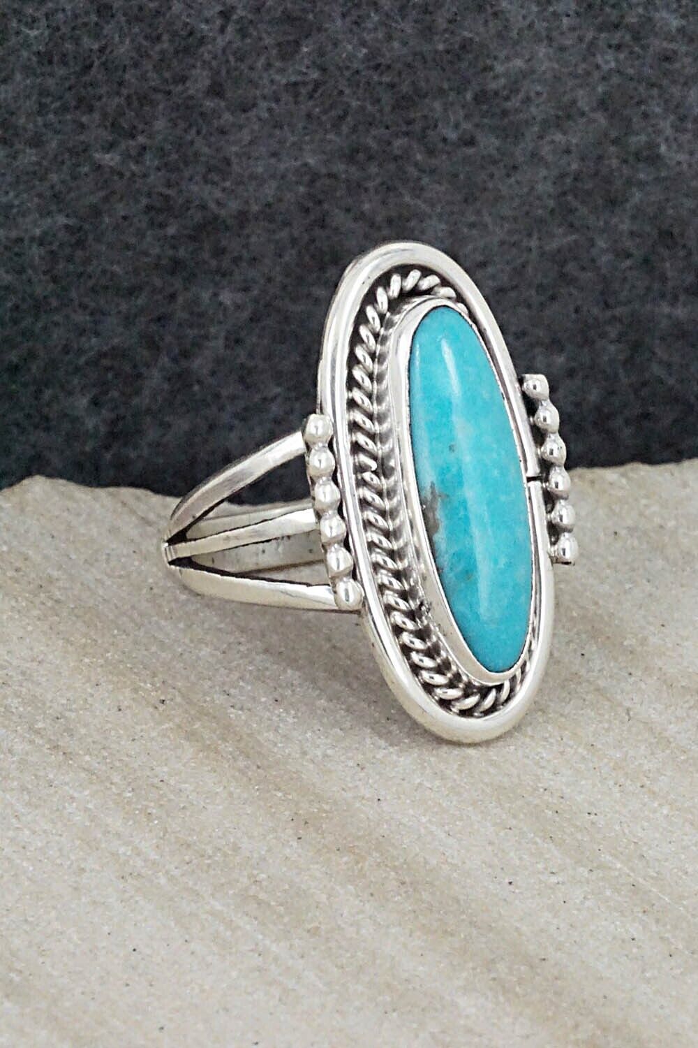 Turquoise & Sterling Silver Ring - Samuel Yellowhair - Size 6.75