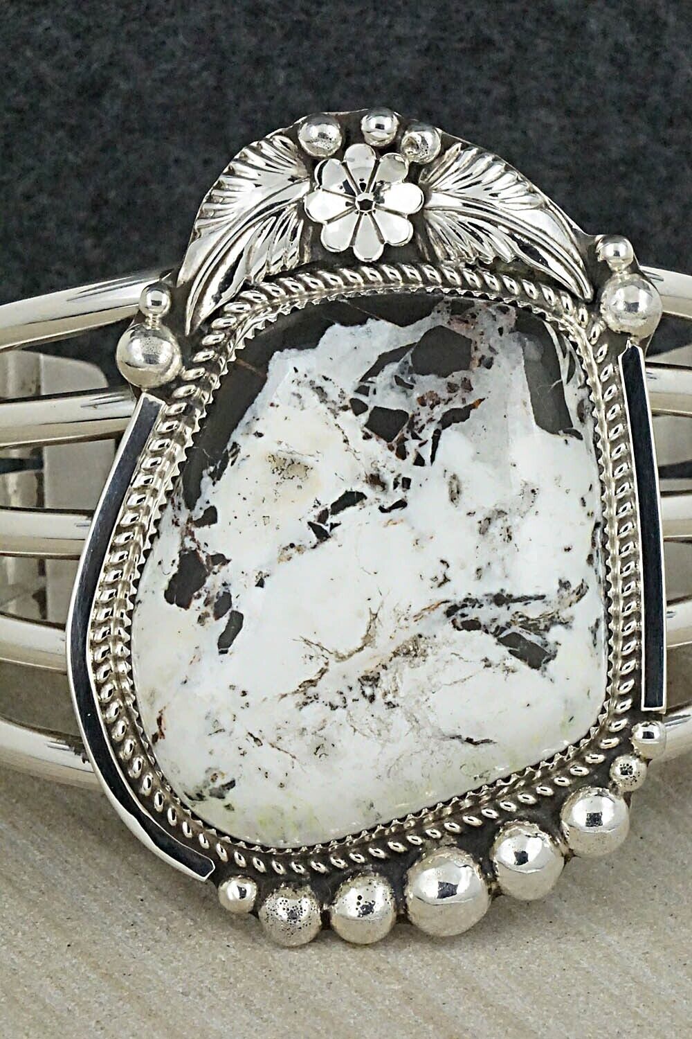 White Buffalo & Sterling Silver Bracelet - Ray Nez