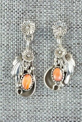 Spiny Oyster & Sterling Silver Earrings - Etta Larry