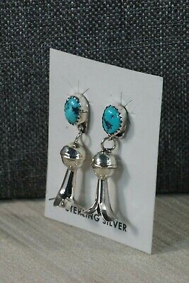 Navajo Turquoise and Sterling Silver Blossom Earrings - Marie Kirlie - High Lonesome Trading