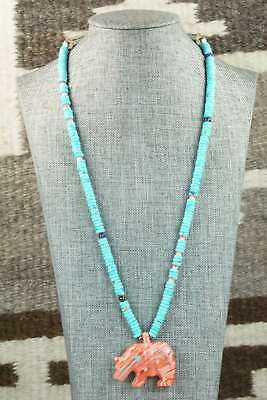 Bear Zuni Fetish Carving Necklace - Andres Quandelacy