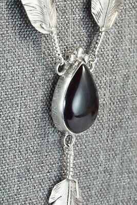 Onyx & Sterling Silver Feather & Chain Necklace - Ben Begay