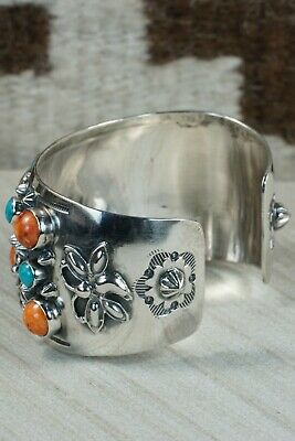 Navajo Sterling Silver & Spiny Oyster and Turquoise Bracelet - Raymond Delgarito
