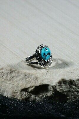 Navajo Turquoise and Sterling Silver Ring - Roberta Begay - Size 7 - High Lonesome Trading