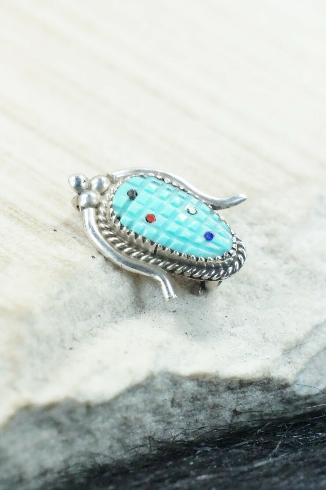Turquoise & Sterling Silver Pendant/ Pin - Tracy Bowekaty