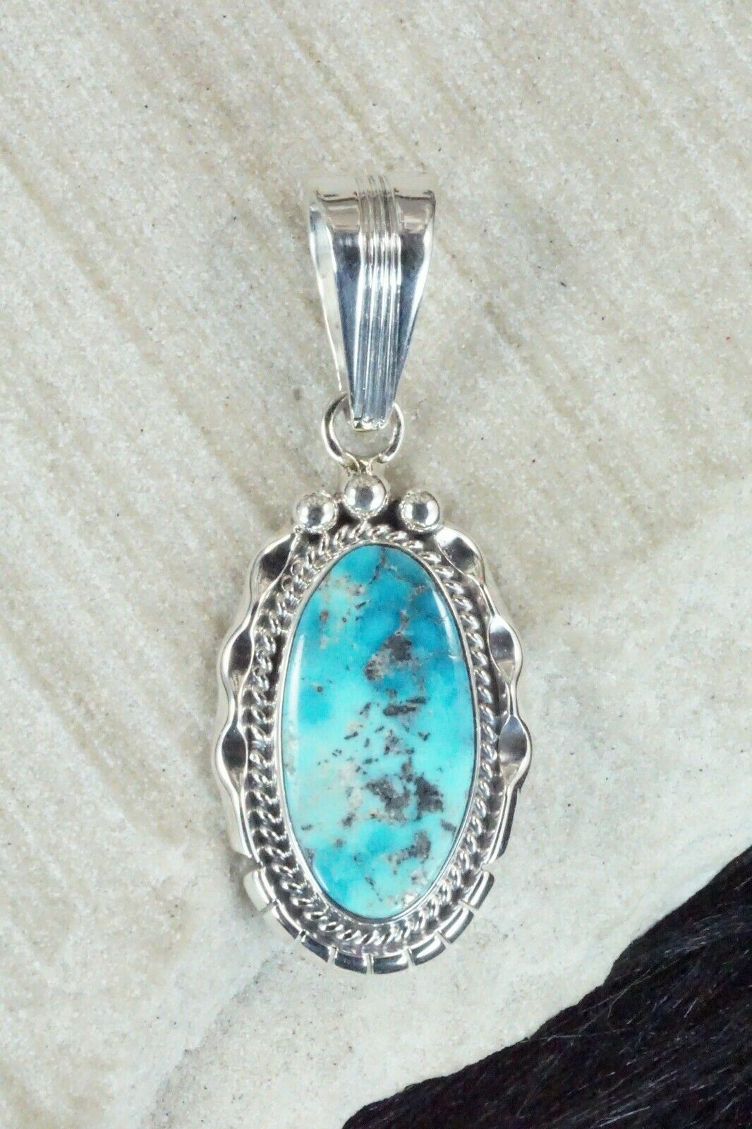 Turquoise and Sterling Silver Pendant - Samuel Yellowhair