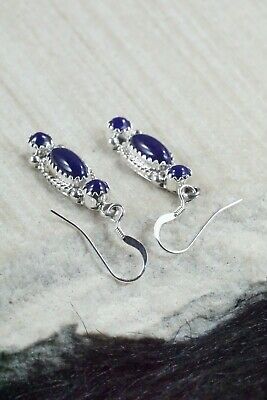 Navajo Lapis & Sterling Silver Earrings - Harris Largo
