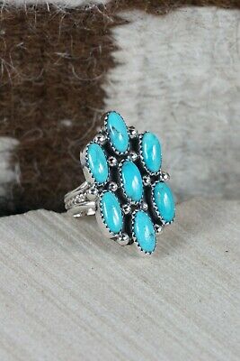 Navajo 7 Stone Turquoise and Sterling Silver Ring - Roberta Begay - 8