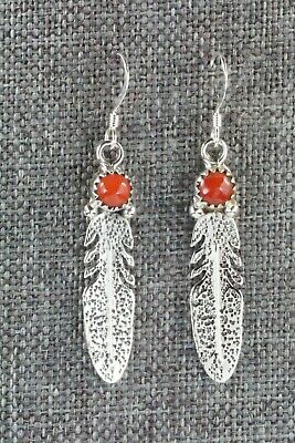 Coral & Sterling Silver Earrings - Rita Largo
